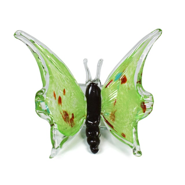 Large Hand-Blown Butterfly Glass Art on Crystal Base For Sale - Image 9 of 9