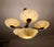Brass 1930s 5-Arm Art Deco Chandelier Marbled Glass Shades Brass Accents, Antique European Lamp For Sale - Image 8 of 16