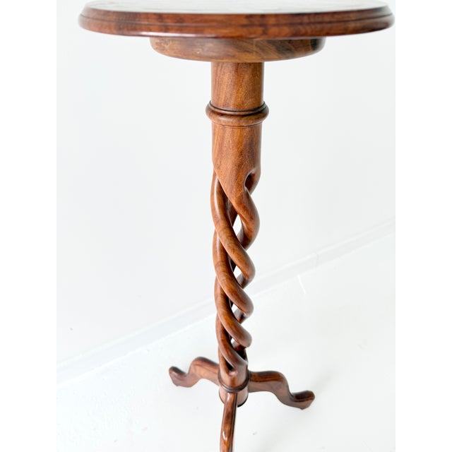 Mid-Century Modern Mid-Century French Mahogany Open Spiral Barley Twist Lamp Stand For Sale - Image 3 of 10