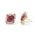 Bochic "Orient" Vintage Pastel & Red Rubies Earrings Set In 18K Gold & Silver Red Oval Shape Rubies - 17 Carats Pinkish...