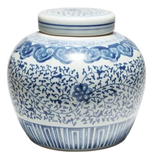 Blue & White Trailing Vines Ginger Jar
