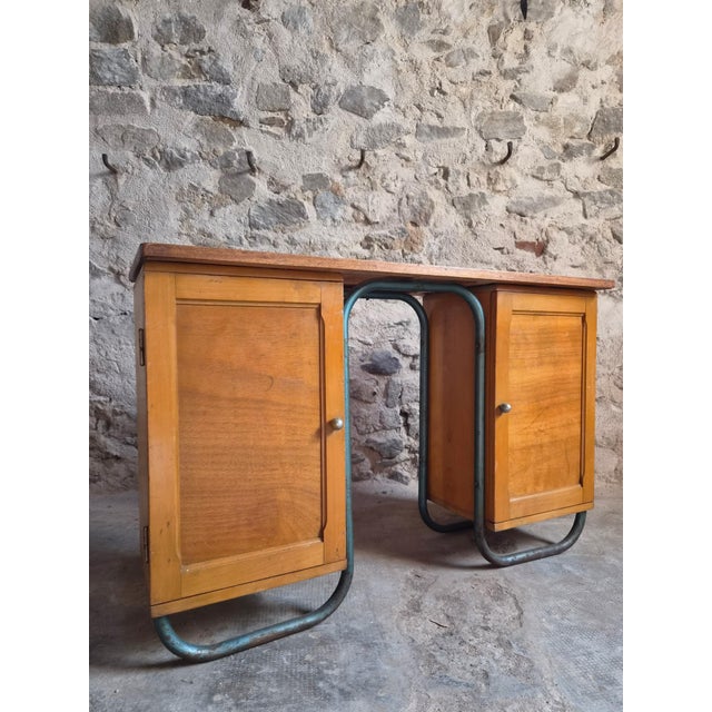 French Modern Beech and Tubular Steel Writing Desk, 1930s For Sale - Image 10 of 18