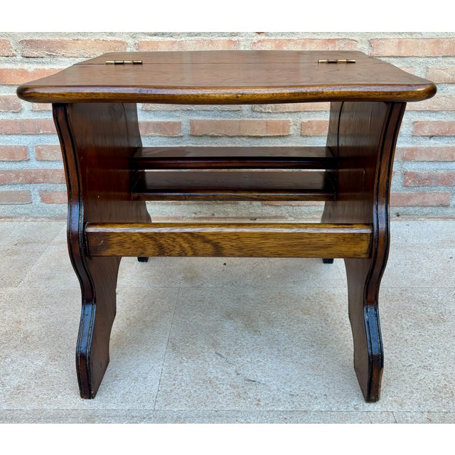 Spanish Wood Library Step Chair, Mid 20th Century For Sale - Image 12 of 17
