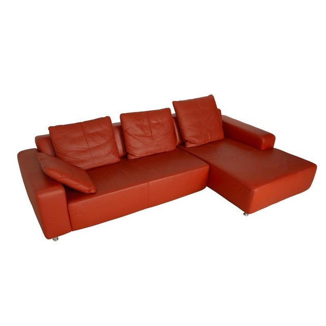Leather Corner Sofa in Orange by Willi Schillig For Sale - Image 11 of 11
