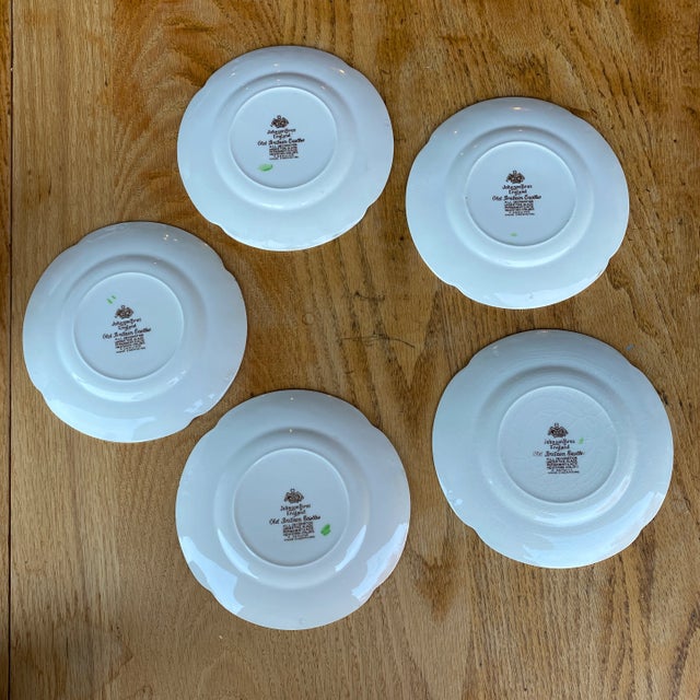 1930s Johnson Bros. Old Britain Castles Bread and Butter Plates- Set of 5 For Sale - Image 11 of 12