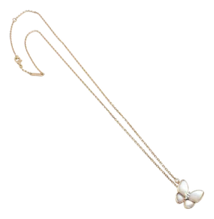 Van Cleef & Arpels Rose Gold Diamond MoP Two Butterfly Pendant Necklace Cert
