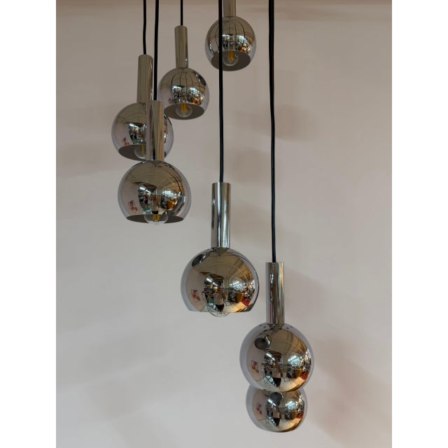 7-Light Chrome Cascade Lamp by Richard Essig, 1970s For Sale - Image 3 of 11