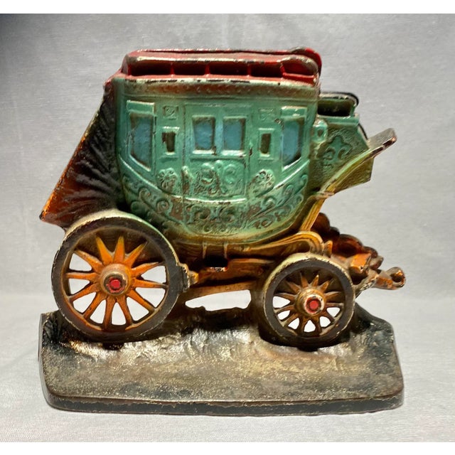 1930s Metal Western Stagecoach Door Stop With Original Paint- Made in Usa -1930 For Sale - Image 10 of 11