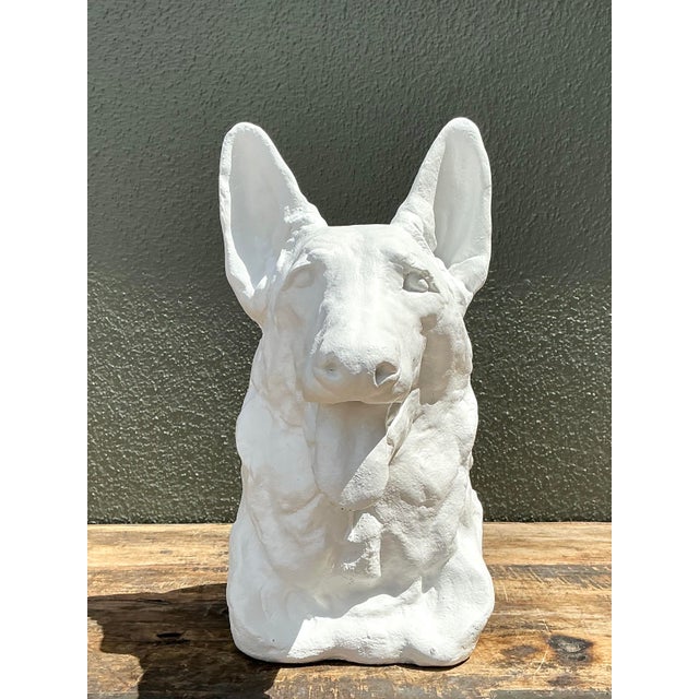 Vintage Cast Concrete German Shepherd Head For Sale - Image 9 of 12