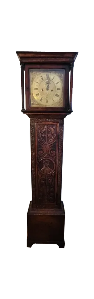 Antique George III Quality Carved Oak & Brass Face Longcase Clock, 1880s