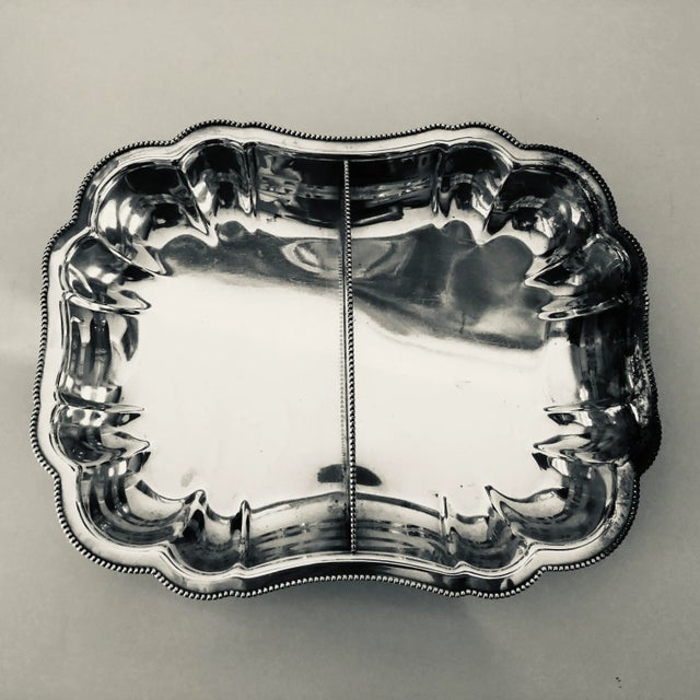 1960s Vintage Silver Plate Divided Beaded Bowl For Sale - Image 5 of 6