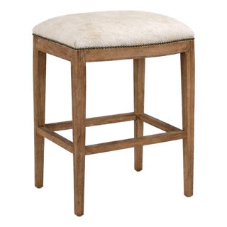 Cora Nailhead Counter Stool - Soft Brown Cowhide For Sale