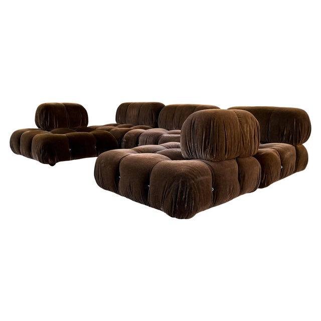 Postmodern Brown Alpaca Velvet Camaleonda Modular Sofa by Mario Bellini for C&B Italia, 1972, Set of 5 For Sale - Image 3 of 12