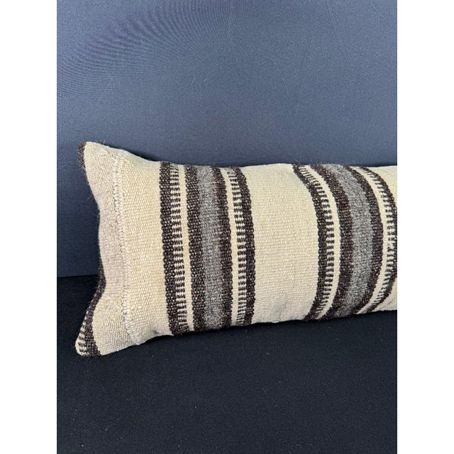 Turkish Hemp Pillow Cushion Natural Beige Black Cushion Cover 12"x46" #30293 Enhance your home decor with our Kilim Pillow...