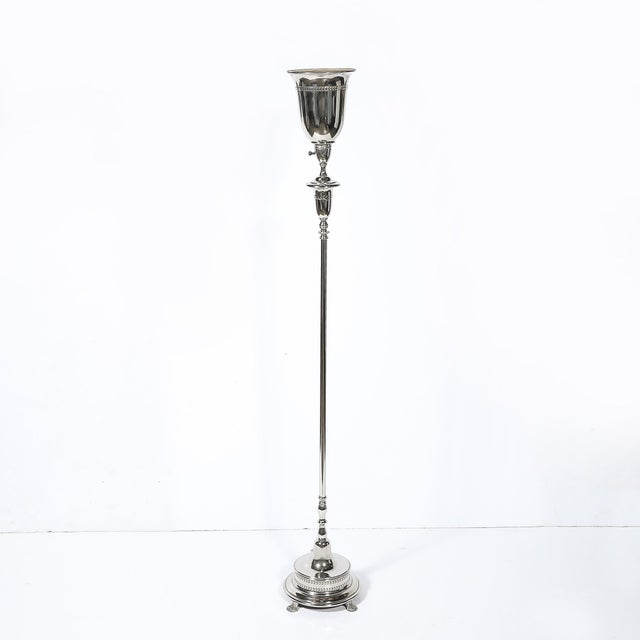 Metal Classical Hollywood Regency Silvered Bronze Torchiere For Sale - Image 7 of 18