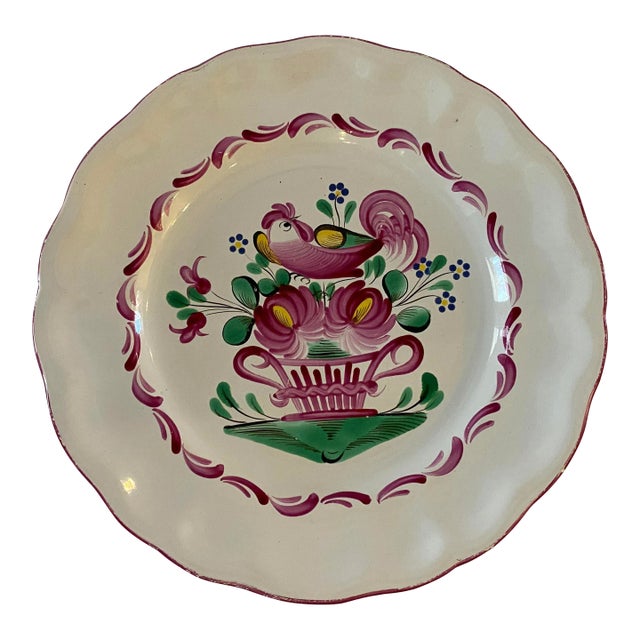 Early 19th Century French St Clement Rooster Wall Plate For Sale