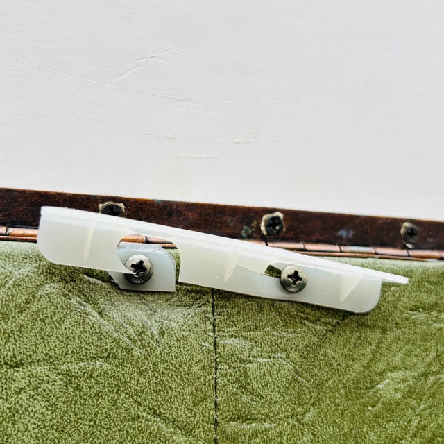 1950s Mid Century Modern Green Vinyl Storage Ottoman Hassock With Casters For Sale - Image 15 of 18