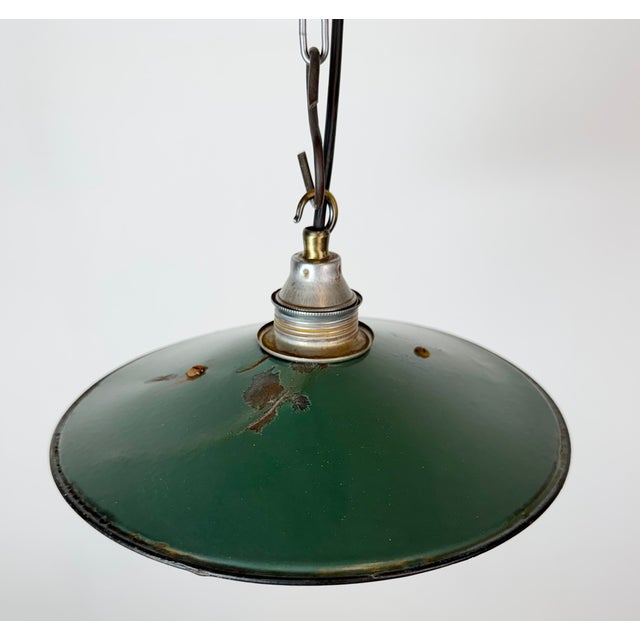 Metal Industrial Green Enamel Light, 1950s For Sale - Image 7 of 18
