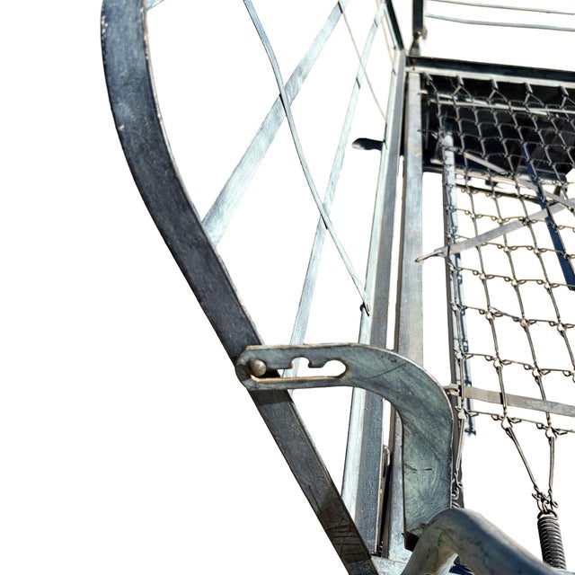 1950s 1950s Mid-Century Steel Patio Reclining/Rocking Slider 3 Seat Sofa W/ Folding Arms For Sale - Image 5 of 9