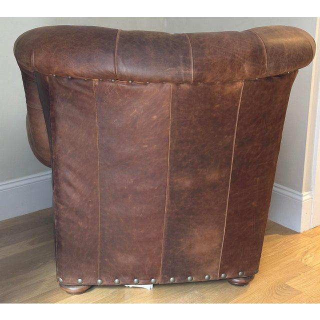 Restoration Hardware Restoration Hardware Leather Buster Chair For Sale - Image 4 of 15