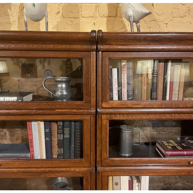 Brown Bookshelf in Oak from Globe Wernicke, 19th Century, Set of 4 For Sale - Image 8 of 12