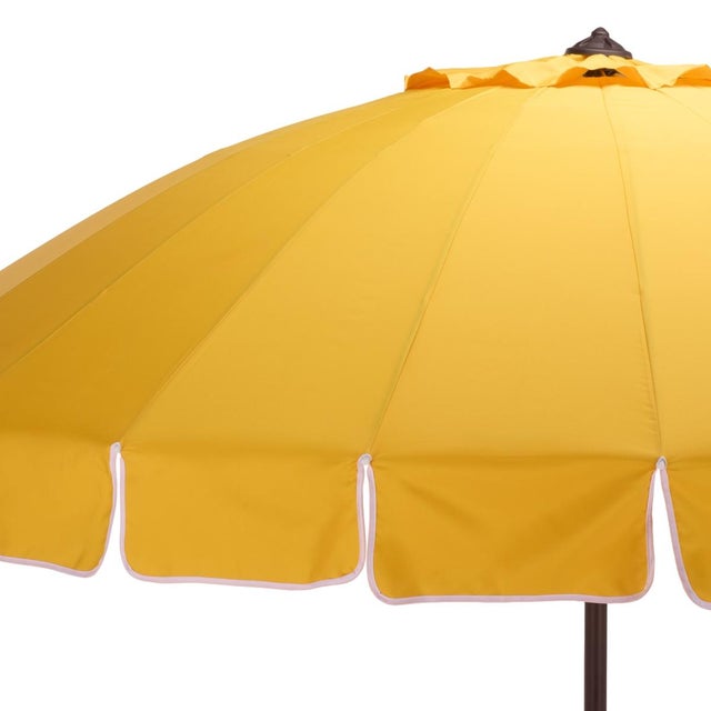 Modern Panza 9 Ft Crank Umbrella, Yellow/Brown Pole For Sale - Image 3 of 8