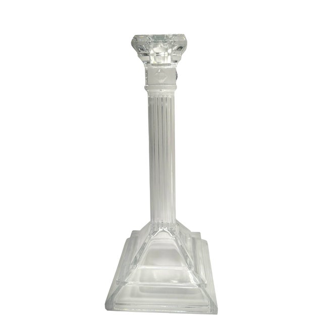 Vintage Crystal Glass Candlesticks With Twisted Column Design - A Pair For Sale - Image 9 of 12