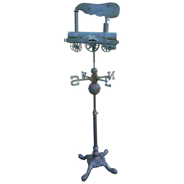 19th century Cornish copper Folk Art steam train, locomotive weathervane. The model steam train at the top of this...