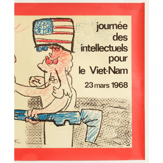 Illustration 1968 Original French Political Poster, Journée Des Intellectuels Pour Le Vietnam (Two People) - Matta For Sale - Image 3 of 3