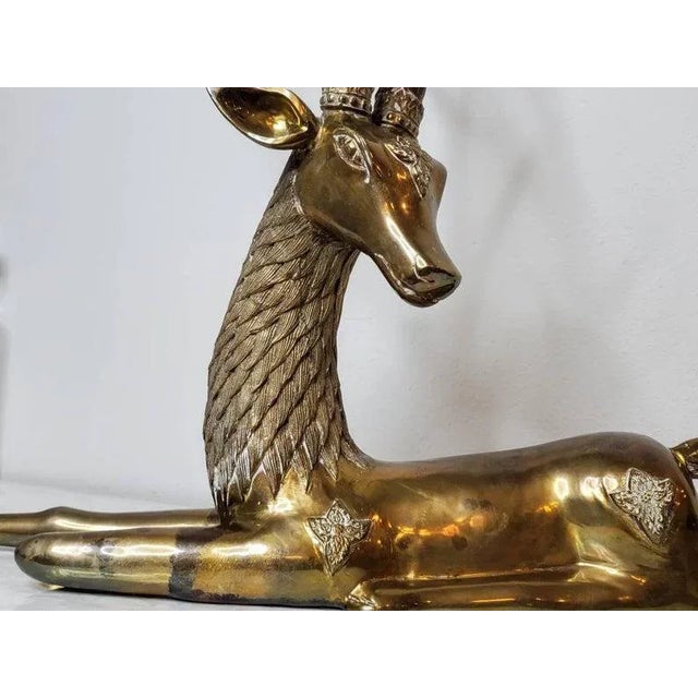 Huge 1960s/1970s Sarreid Hollywood Regency Brass Stag Deer Statue For Sale In Dallas - Image 6 of 11