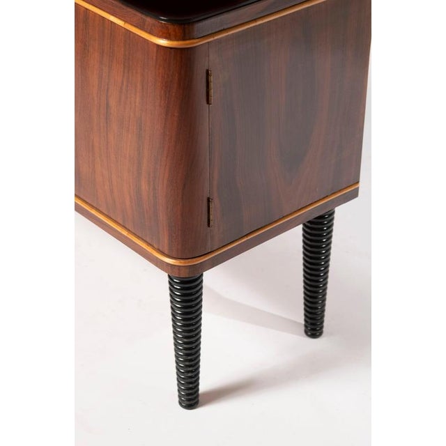 1940s Small Art Deco Walnut and Maple Sideboard with Handles, 1940 For Sale - Image 5 of 12