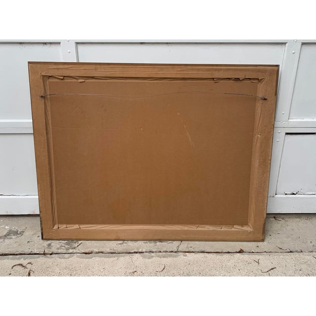 Framed Large Vintage Decorative Linen With Cityscape For Sale - Image 12 of 12