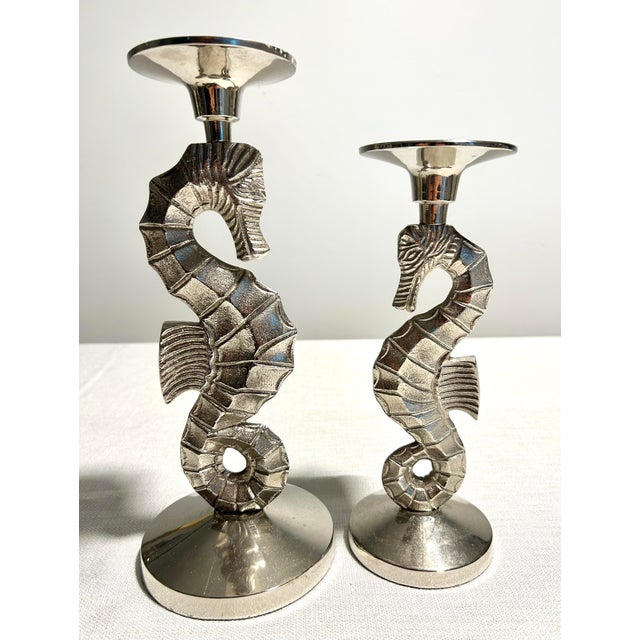 Silver MCM Andrea by Sadek Silverplate Seahorse Candlestick Holders - A 4 Piece Set For Sale - Image 8 of 9