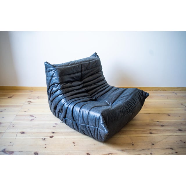 Black Togo Living Room Set in Dubai Leather by Michel Ducaroy for Ligne Roset, Set of 5 For Sale - Image 15 of 18