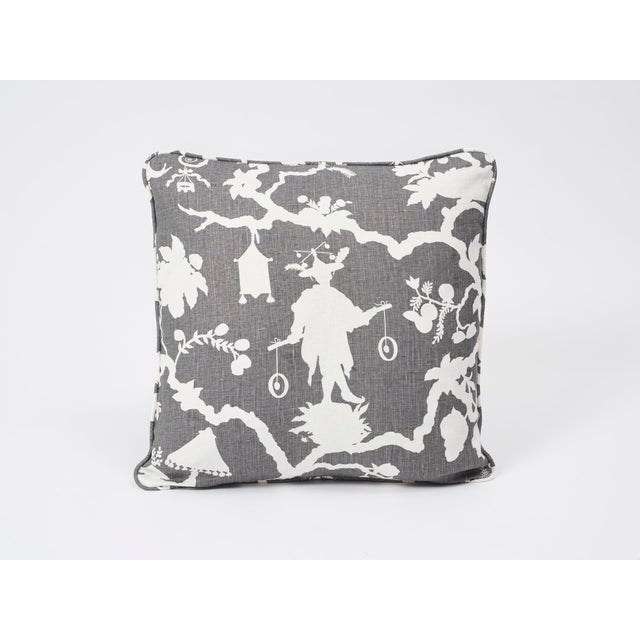 Schumacher Schumacher Double-Sided Pillow in Shantung Silhouette Linen Print For Sale - Image 4 of 6