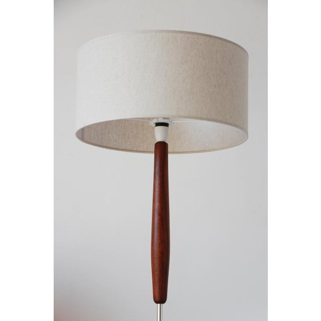 Vintage Scandinavian Light Fixture in Teak, Chrome-Plated Metal and Cotton, 1960s For Sale - Image 4 of 14