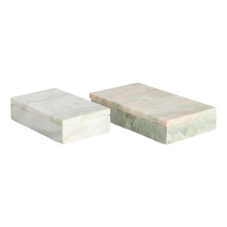 Johanna Marble Lidded Boxes, Set Of 2 For Sale