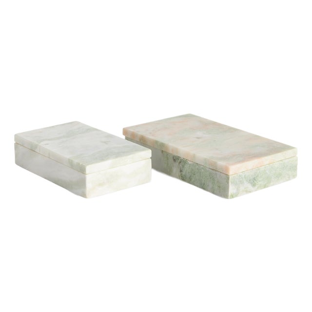 Johanna Marble Lidded Boxes, Set Of 2 For Sale
