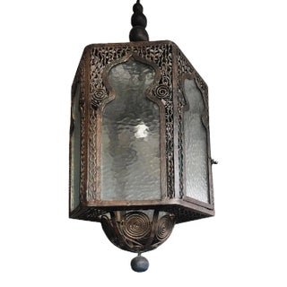 Antique Wrought Iron Ceiling Light - Parisian Art Deco Style For Sale