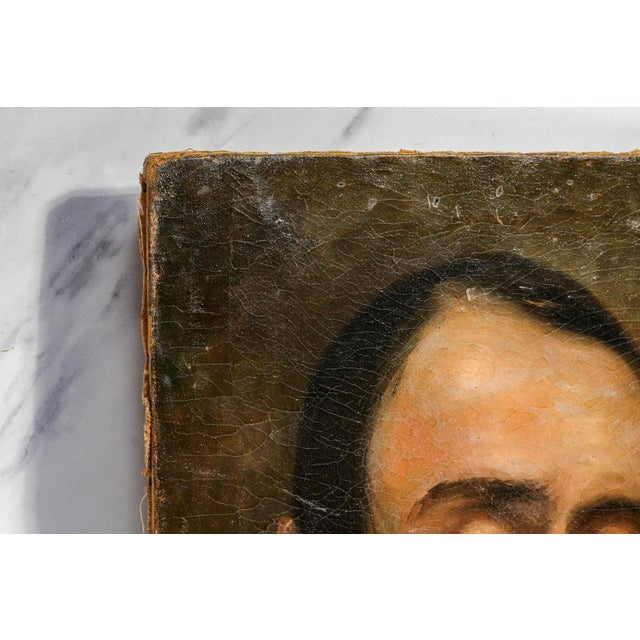 Rare Victorian Antique Post Mortem Deceased Dead Man Oil Painting on Canvas Mourning Art For Sale - Image 12 of 16