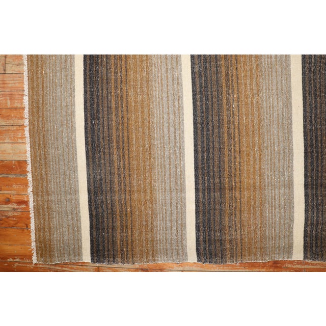 Brown Late 20th Century Striped Turkish Kilim - 5'6" x 6'7" For Sale - Image 8 of 10