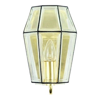 1960s Mid-Century Modern Glass & Brass Wall Lamps/Sconces From Limburg, Germany For Sale