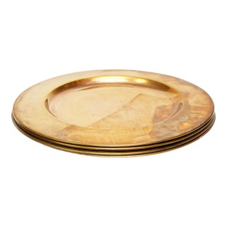 Mid-Century Modern Brass Charger Plates - 4 Pieces For Sale