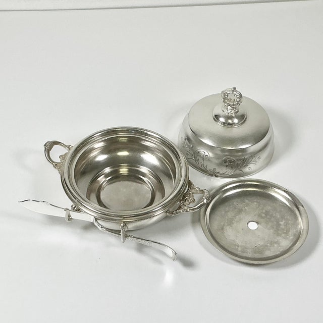 Early 20th C. Antique Hollywood Regency English Style Silverplate Butter Dish & Knife - 4 Piece Set For Sale - Image 14 of 16
