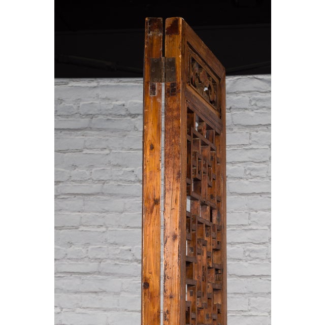 Chinese Qing Dynasty 19th Century Architectural Panels with Fretwork - A Pair For Sale - Image 9 of 12