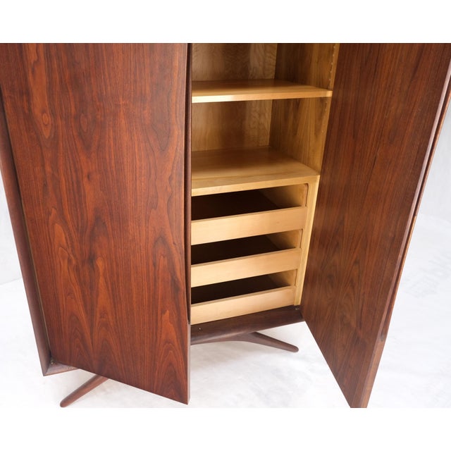 Vladimir Kagan Walnut Dresser Two Door Cabinet Chifforobe on Slayed Legs For Sale - Image 10 of 12
