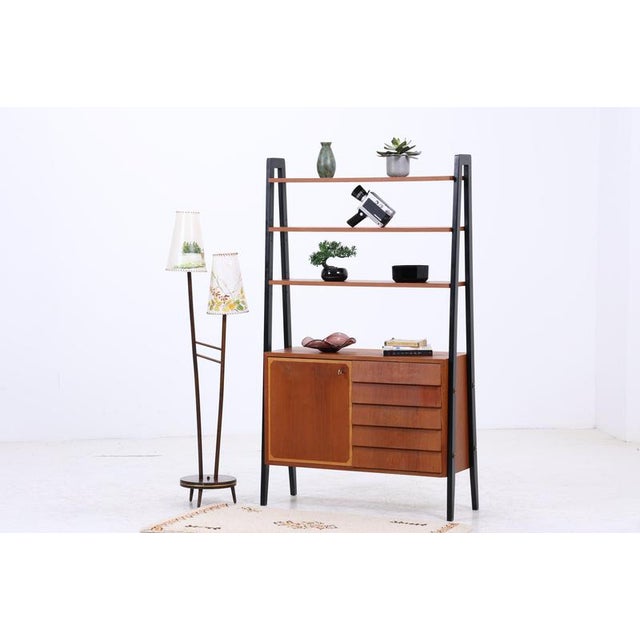 Mid-Century Vintage Teak Bookshelf with 5 Drawers and Door For Sale - Image 17 of 17
