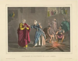 Becquet Frères, No. 30: The Denial of Peter, 1840, Print