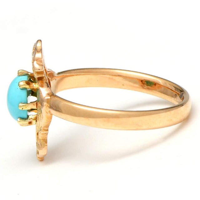 Contemporary 14KY Turquoise Double Serpent Ring For Sale - Image 3 of 5