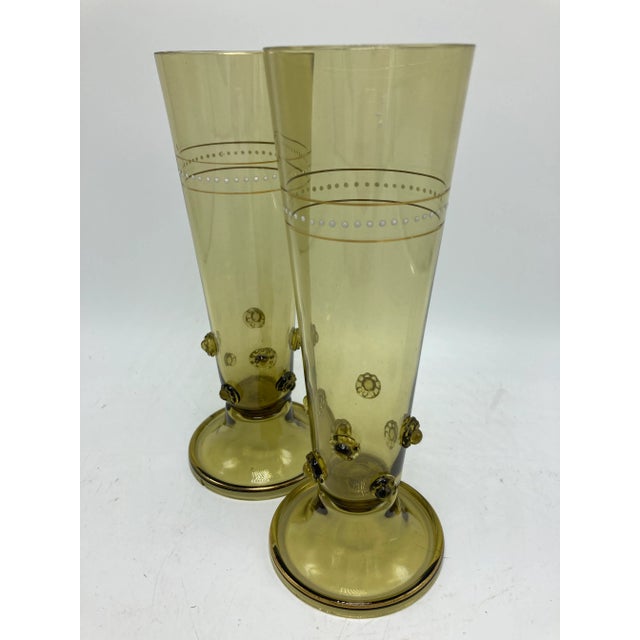 Glass Pair of Murano Champagne Glasses For Sale - Image 7 of 8